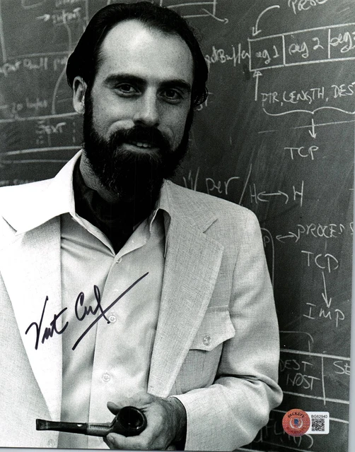 Vint Cerf Signed 8X10 Photo Beckett Bas Coa Inventor Father Of The Internet 6