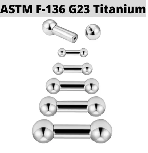 2G 9/16" 5/8" Implant Grade Titanium Internally Threaded Tongue Male Pa Barbell
