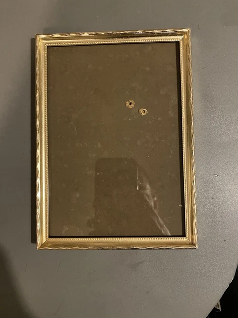 Cadre Photo Sous Verre Métal Doré 22x17 Cm - À Poser - Format A4 - Occasion Bon état