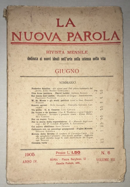 Nuova Parola-Antica Rivista Culturale-Superstistione-Esorcisti-Bozzano-Capuana