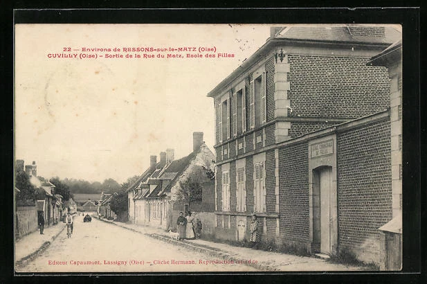 CPA Cuvilly, Sortie de la Rue du Matz 1907