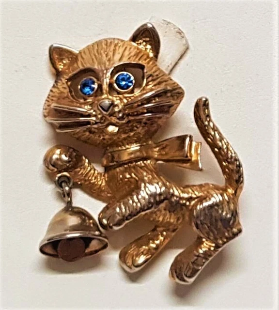 Broche Vintage Cristal Bleu Sur Métal Doré - Référence K23 - Occasion