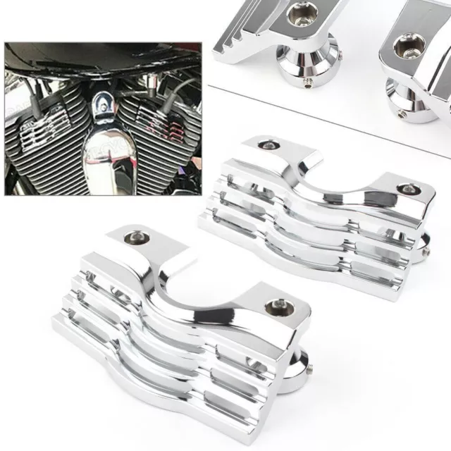 Finned Slotted Head Bolt Spark Plug Covers Fit Harley Touring Chrome