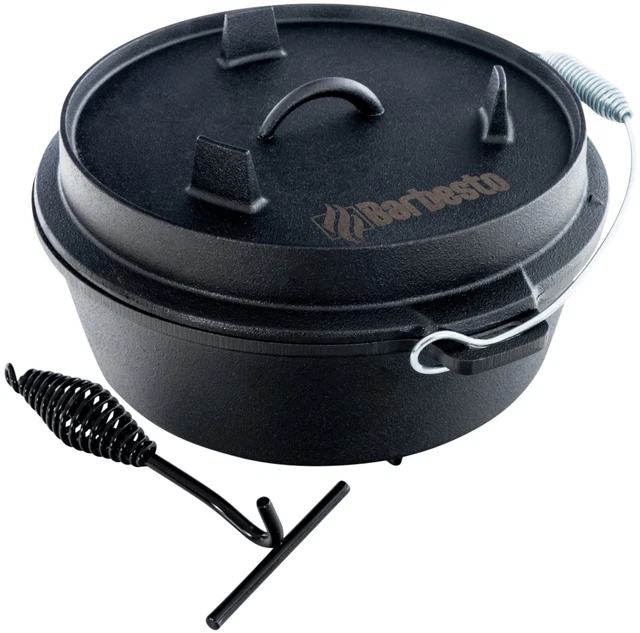 Dutch Oven I Gusseisen-Feuer-Topf Mit Ständer Und Deckelheber I Grill-Zubehör