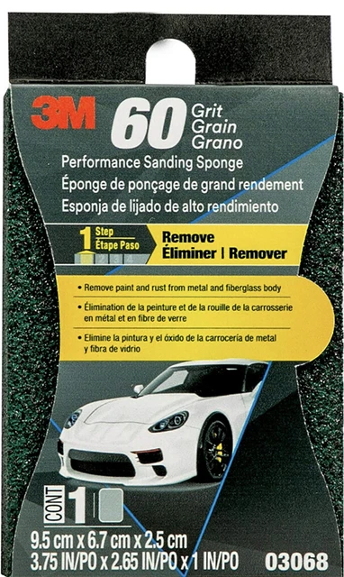 3M Auto Advance 60 Grit Stage 1 Performance Sanding Sponge 4 Piece 03068 NIP