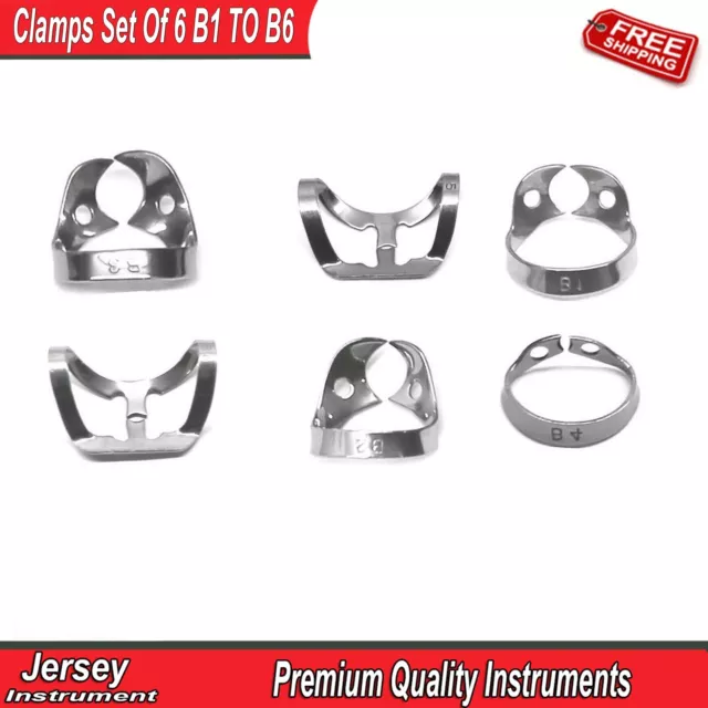 Rubber Dam Brinker Gingival Clamps Set Of 6 Endodontic Dental Retractors Tools