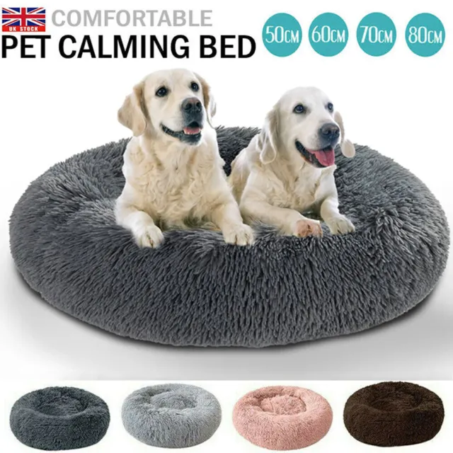 Comfy Calming Extra Large Dog Cat Beds Washable Warm Donut Bed Pet Round Plush