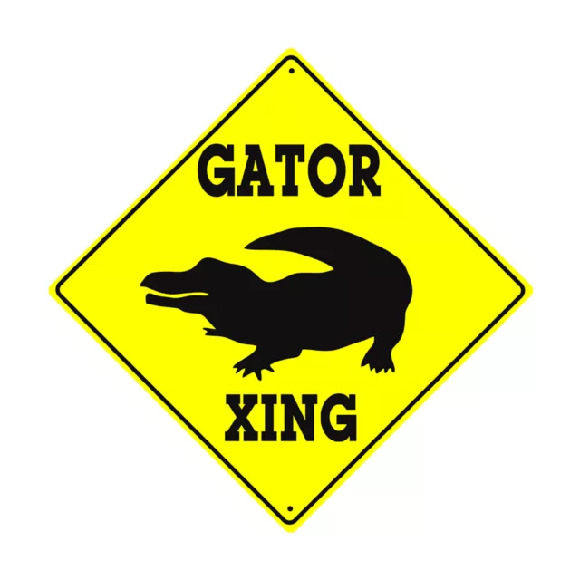 Gator Xing Diamond Sign Crossing Symbol Animal Road Warning Aluminum Metal Sign