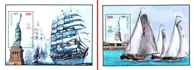 Bhutan 1986 STATUE of LIBERTY x2 S/s SC#582-83 MNH CV$10.00 SHIPS