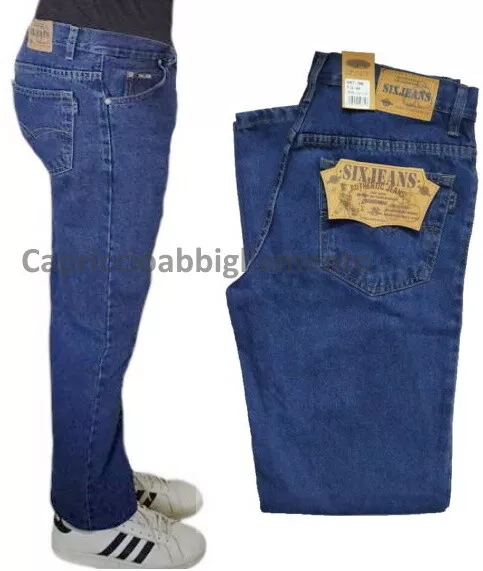 Pantalone Jeans uomo da lavoro denim robusto rinforzato taglia grande regolare