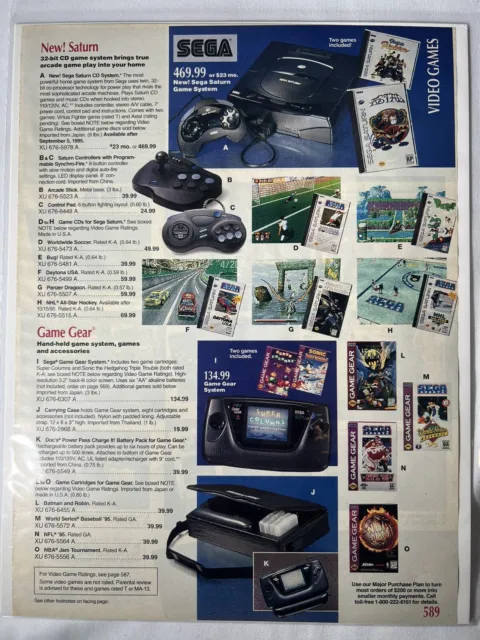 sega saturn & game gear printed advertising, Sonic, Panzer Dragoon, Virtua Fight