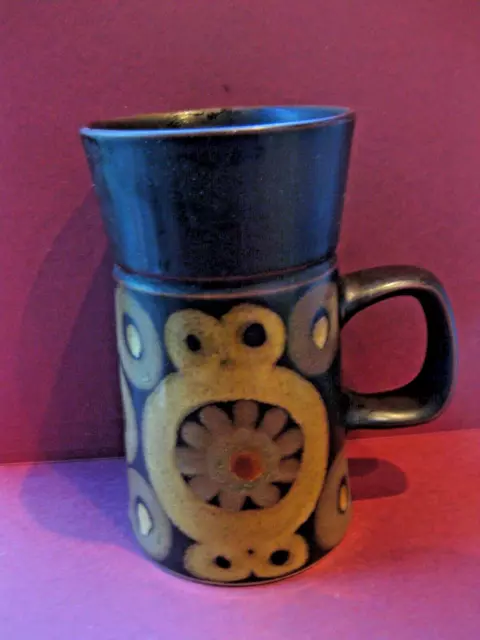 Denby Arabesque Samarkand Grand Mug MCM Brown Flower Abstract 12oz