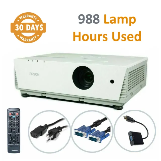 Epson PowerLite 6100i 3LCD Projector 3500 ANSI Only 988 Lamp Hours Used bundle