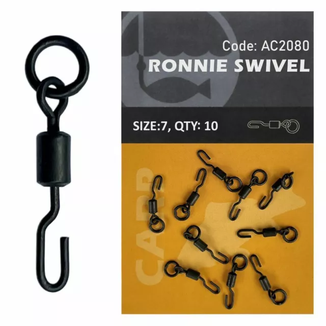 Ronnie Swivel 10 Stück Life-ORANGE Size 7 Spinner Carp Rig Karpfen Vorfach Flexi