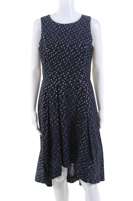 Shoshanna Womens Metallic Dot Jacquard Dress Blue Size 8 10478155