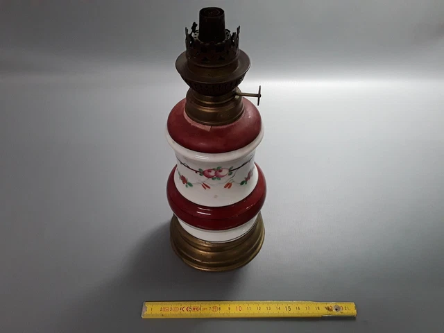 Superbe Ancienne Lampe à Pétrole Stella Brenner Céramique Déco Chérubin Angelot