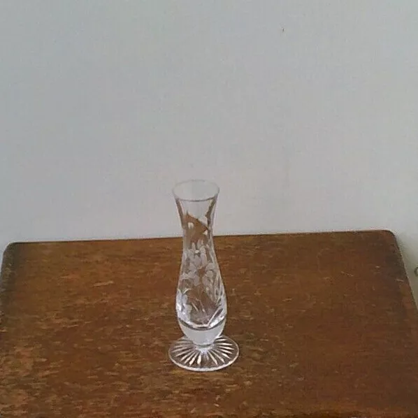 Vintage Bohemian Hand Cut 24% Lead Crystal Small Vase.