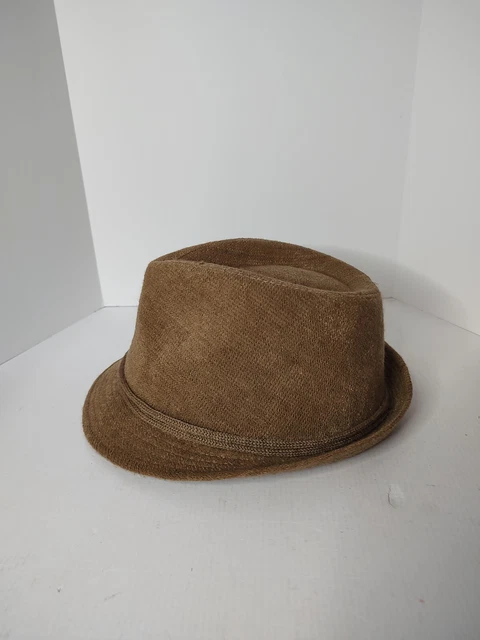 Unbranded Women's Light Brown Belt Band Detail Fedora Hat Size 7
