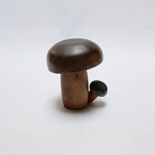 Broderie Crewel Encadrée – Motif Champignon Vintage 70s, Broderie Bohème MCM 10,5x8 Pouces