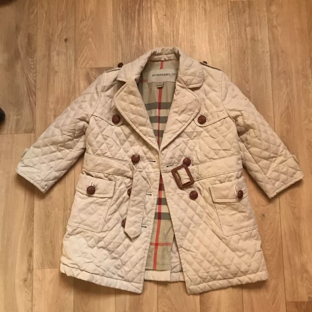 Chaqueta Acolchada Burberry Diamond Gabardina Bebé Niñas Niños Beige Talla 3 Años 2