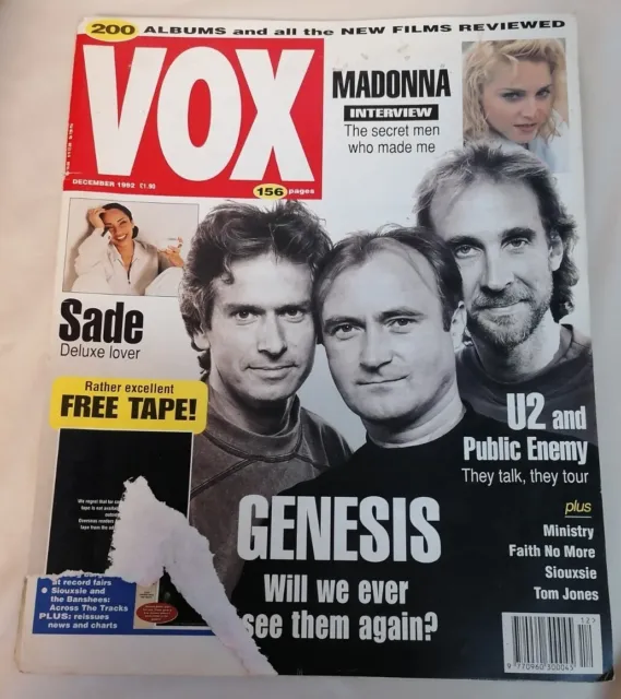 MAGAZINE - Vox Movies & Music Mag Dec 1992 Genesis U2 Public Enemy Madonna Sade