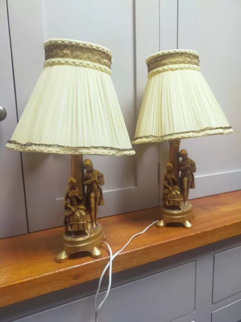 Pair of vintage figural table lamps with shades