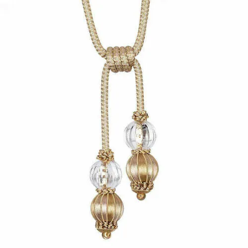 Double Glass Ball Tassel Tie Back in Gold by Trimland