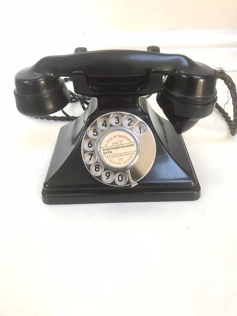 Stunning Vintage Art Deco Gpo Black Bakelite Telephone
