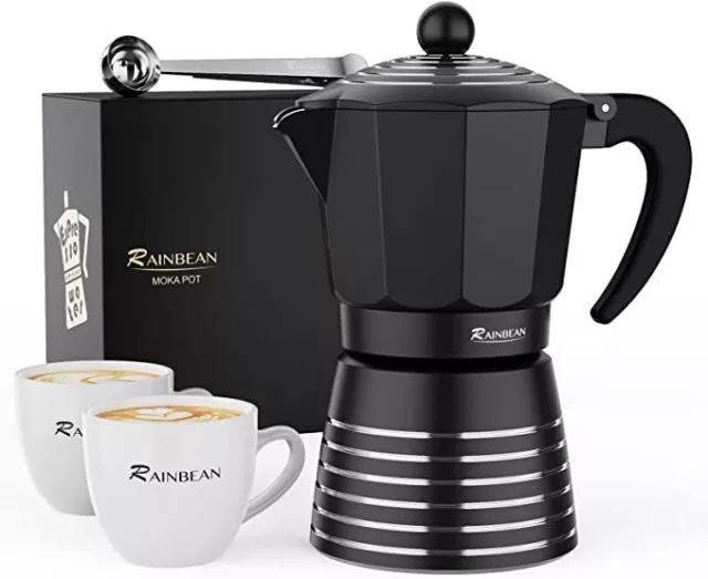Stovetop Espresso Maker 6 Cup 300ml, Aluminum Moka Pot Gift Set, Italian Cuban G