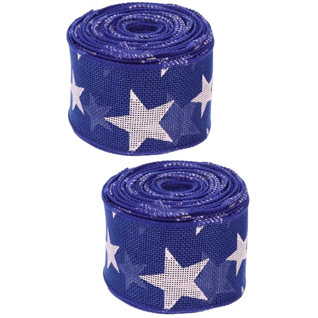 2x Patriotischen Verdrahtete Band Geschenk Bögen Bänder Stoff Band Rolle