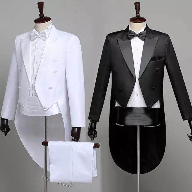 Hommes Pic Revers Queue de Pie Costume Et Pantalon Ensemble Habillé Robe Mariage