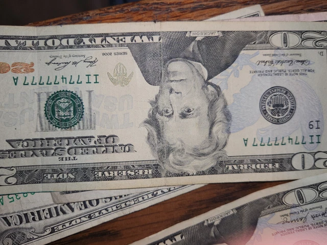 Fancy Serial Number Series 2006 $20 Dollar Bill with s.n. II 77477777A 