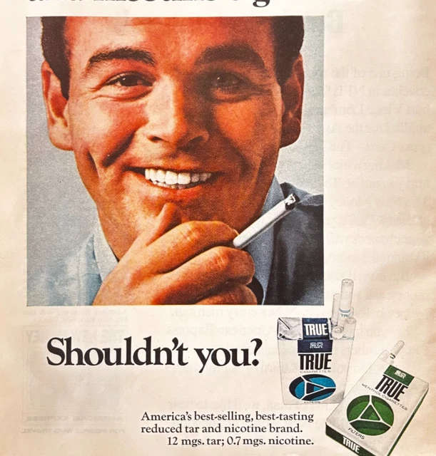 1972 True Brand Cigarettes Ad - True: America's Leading Low Tar And Nicotine Australia