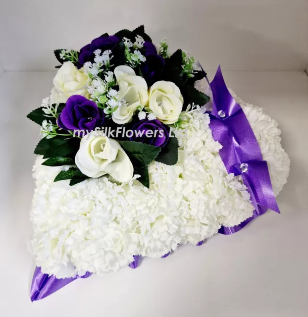 Artificial Funeral Flowers Grave Tribute Wreath Heart Dad Mum Son Aunt Bro Nan