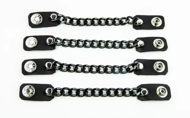 1 row Black Chain Extension Black Leather Biker Vest Extender 4 Pcs Lot