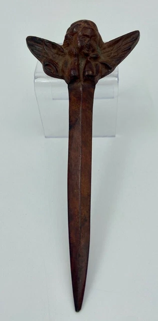Coupe Papier En Bronze Chocolate Decor Ange Amour Fin Xix Eme C3831