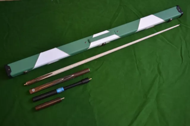 Handmade 4 Piece Snooker Cue Set with Case + Telescopic Extension and Mini Butt