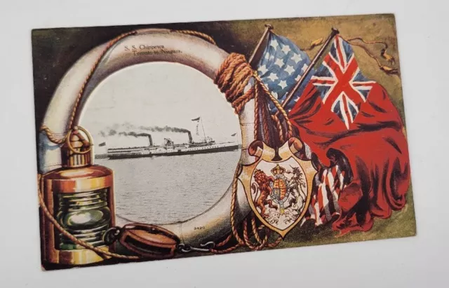 Antique Ss Montreal Quebec Ship Boat Postcard Canada Canadian Nautical Patriotic