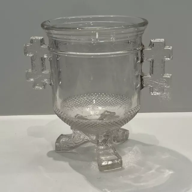 EAPG Pattern Glass LaBelle Queen Anne, Old Man 3 Footed Spooner Antique 1880s.