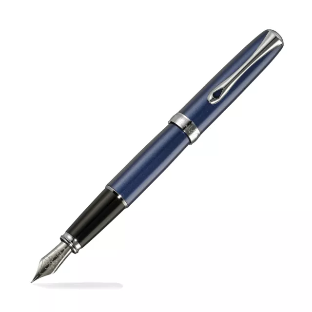 Diplomat Excellence A2 Fountain Pen - Midnight Blue with Chrome Trim - Fine Pt.