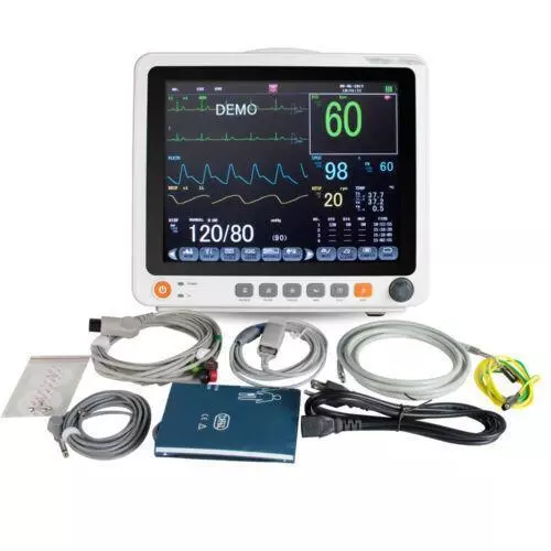 Carejoy ICU 12'' LCD Patient Monitor Vital Signs Touch Screen RESP TEMP SPO2 PR