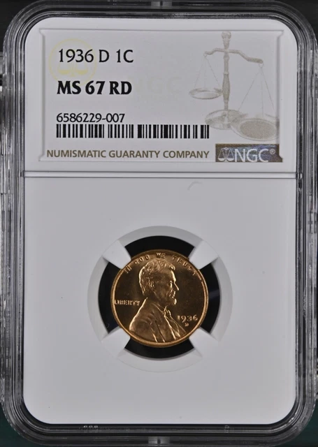 1936 D Lincoln Wheat Cent NGC MS67RD Copper Registry Coin 1C