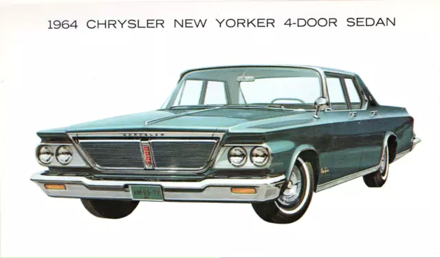 1964 Chrysler NEW YORKER 4-Door Sedan: Original NOS Dealer Promo Postcard UNUSED