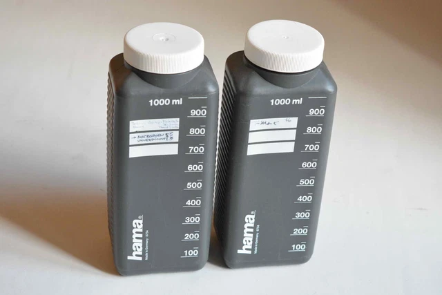 2x Botellas Almacenamiento Cuello Amplio Negro 1000ml, Botellas Fotolaboratorio, No 8754