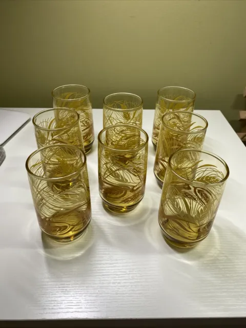 Anchor Hocking Retro Juice Glasses Wheat Design set of 8