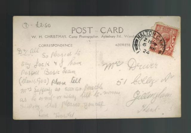 1924 England Postcard Cover Royal Air Force RAF Halton Camp Canteen Barracks 2