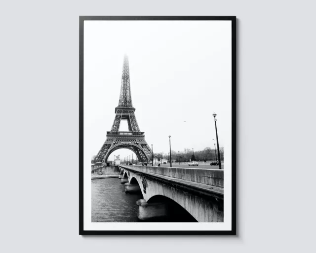 Eiffel Tower Paris Black and White Photographic Print, Architecture Wall Art