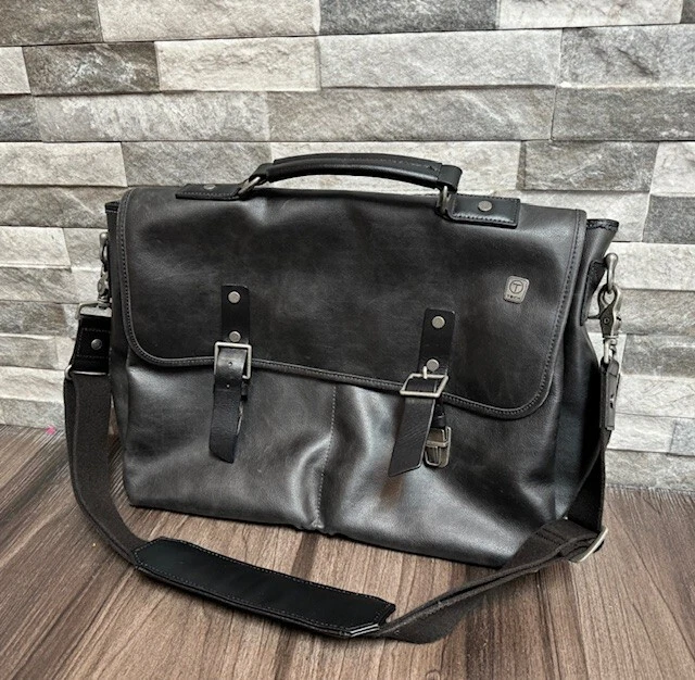 TUMI T-TECH FULL LEATHER BLACK LAPTOP BAG Messenger
