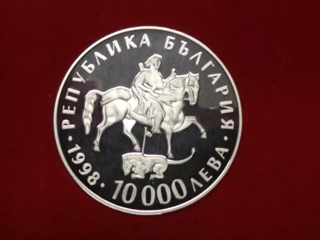 10000 Leva, Bulgarien, 1998, Euro, Silber, PP