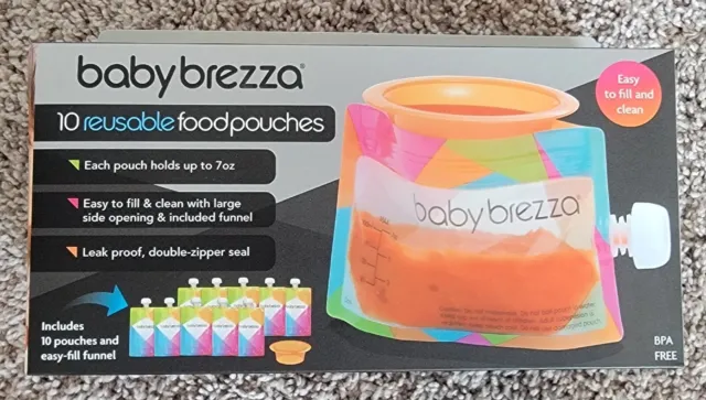 Baby Brezza Reusable Baby Food Storage Pouches, 10 Pack 7oz - Make Organic Food